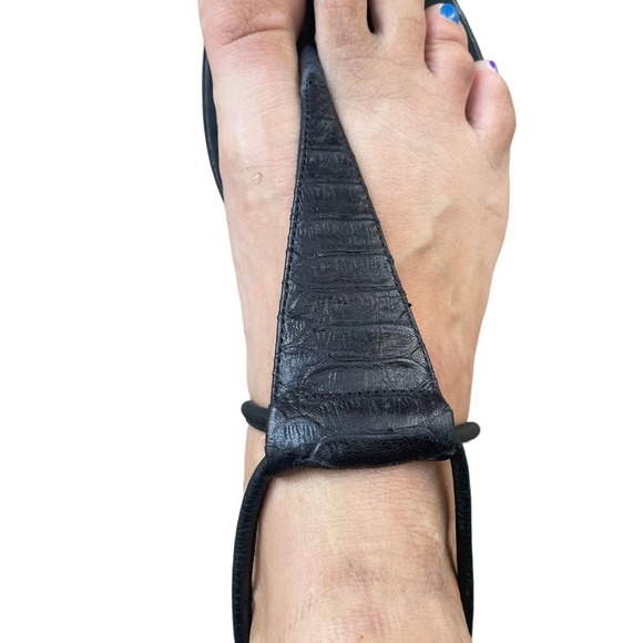 Kathryn Amberleigh Womens Leather Knee-High Cross-Strap Sandals Size 6.5 Black - Picture 4 of 10